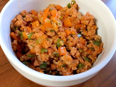 ひき肉と野菜のケチャップウスターコンソメ炒め